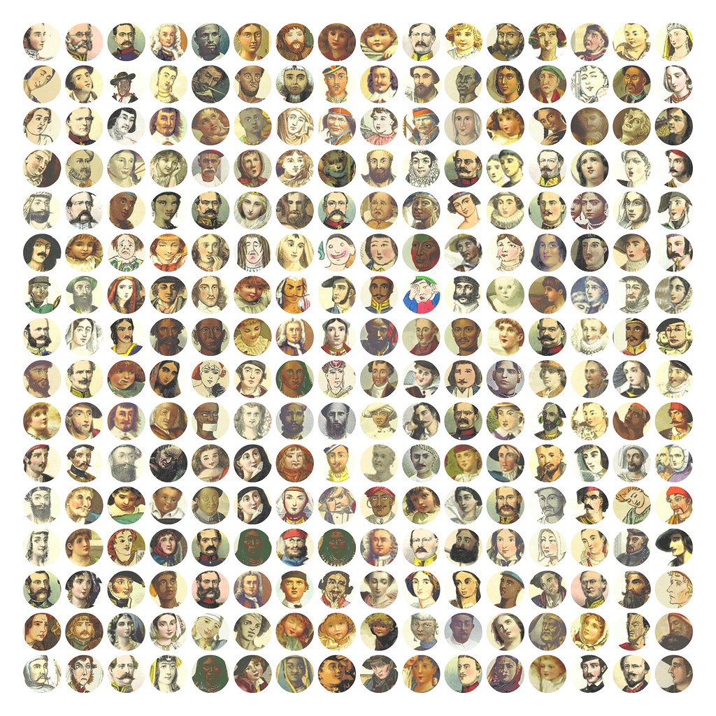 16 x 16 Colourful Faces from the British Library Collection