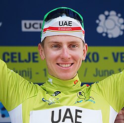 2022 Tour of Slovenia (Stage 3, Tadej Pogačar celebrating victory on Celje Castle v2)