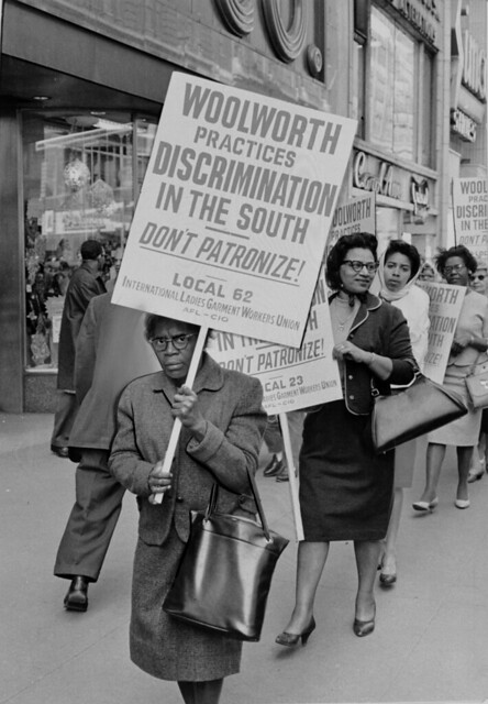 People picket against the Woolworth Company's practice of segregation, April 20, 1963.